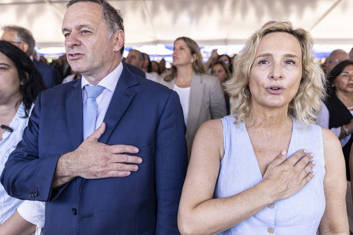 Álvaro Delgado y Laura Raffo (archivo, 2024). · Foto: Ernesto Ryan