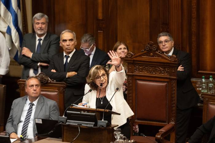 Ana Olivera, el 1 de marzo, en su asunción como presidenta en el quinto período de la legislatura en la Cámara de Diputados. · Foto: Mara Quintero