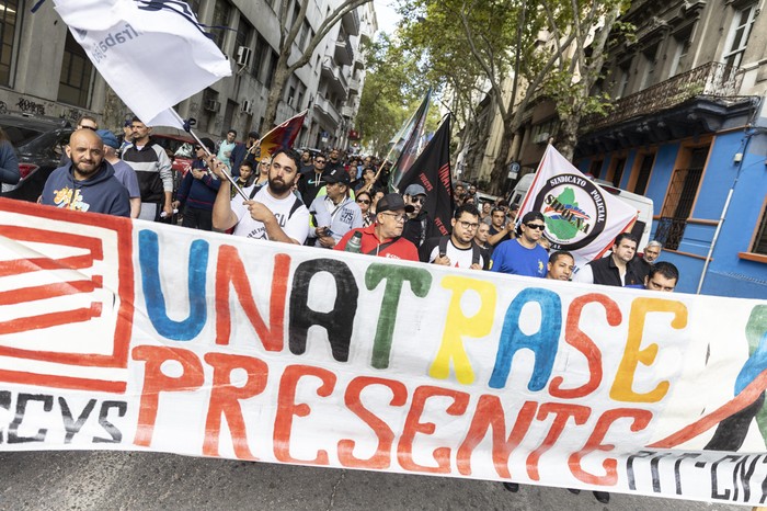 Movilización de trabajadores de la seguridad privada. · Foto: Camilo dos Santos