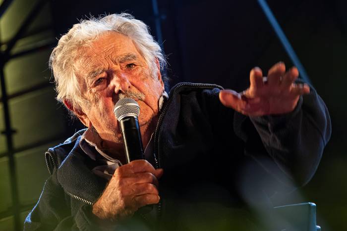 José Mujica, el 6 de abril, durante el aniversario del Movimiento de Participación Popular en el parque Capurro. · Foto: Rodrigo Viera Amaral