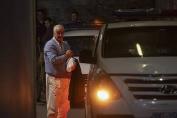 Gustavo Penadés en el juzgado de la calle Juan Carlos Gómez (archivo, abril de 2024). · Foto: Mara Quintero