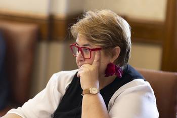 Sandra Lazo, en el Parlamento (archivo, abril de 2024). · Foto: Ernesto Ryan