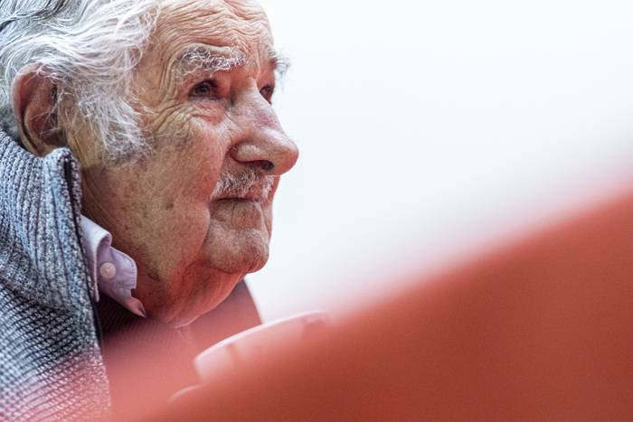 José Mujica, durante la conferencia de prensa en la sede del MPP, en Montevideo (archivo, abril de 2024). · Foto: Ernesto Ryan