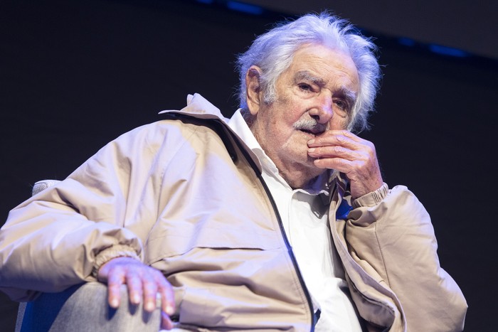 José Mujica, el 19 de junio, en el teatro El Galpón. Foto: Camilo dos Santos