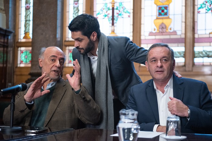 Pablo Mieres, Andrés Ojeda y Álvaro Delgado (archivo, julio de 2024). · Foto: Gianni Schiaffarino