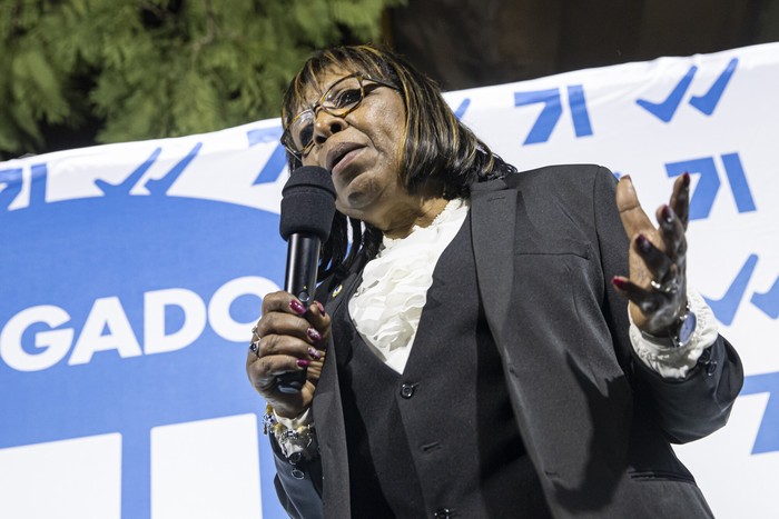 Gloria Rodríguez, durante un acto en Montevideo (archivo, agosto de 2024). · Foto: Rodrigo Viera Amaral