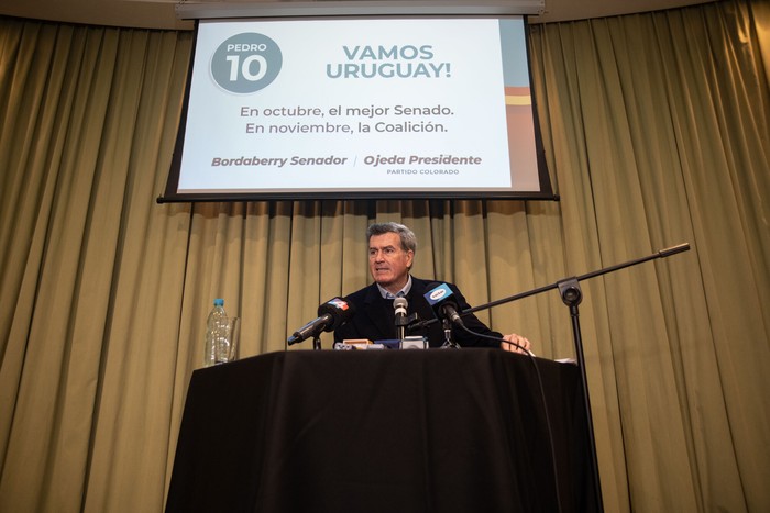 Pedro Bordaberry, durante la conferencia de prensa, el 1 de agosto, en Montevideo. · Foto: Mara Quintero