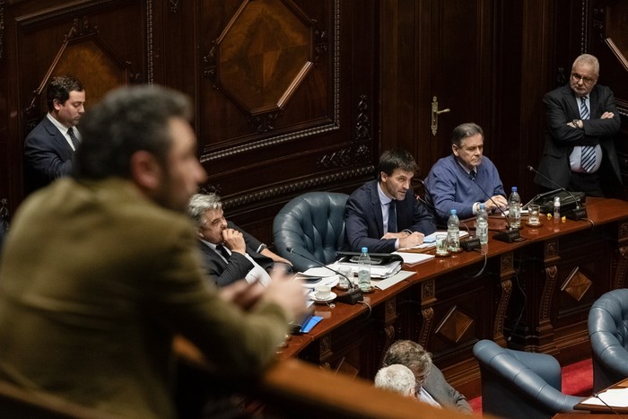 Alejandro Sciarra y Guillermo Fossati, el 15 de agosto, en la Cámara de Senadores. · Foto: Rodrigo Viera Amaral