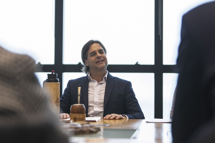 El presidente Luis Lacalle Pou en la Torre Ejecutiva. · Foto: Ernesto Ryan