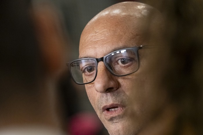 Marcelo Abdala, el 4 de setiembre, en el Lanzamiento de Campaña del Plebiscito por la Reforma Jubilatoria en el teatro El Galpón. · Foto: Rodrigo Viera Amaral