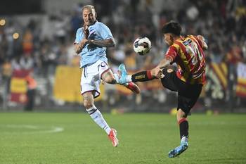 Nicolás López, de Nacional, y Nicolás Fernández, de Progreso (archivo, setiembre de 2024). · Foto: Alessandro Maradei
