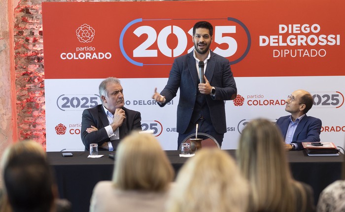 Gustavo Osta, Andrés Ojeda y Diego Delgrossi, el 3 de octubre, en Sinergia. · Foto: Ernesto Ryan