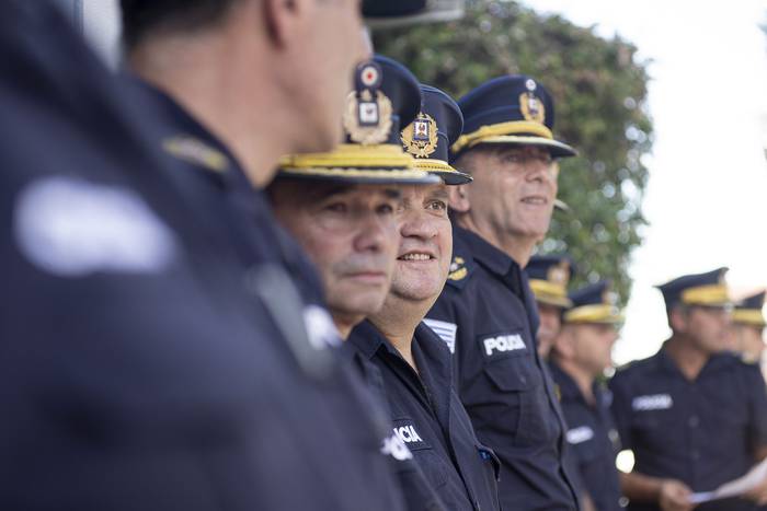 Policías de Canelones (archivo, marzo de 2020). · Foto: Alessandro Maradei