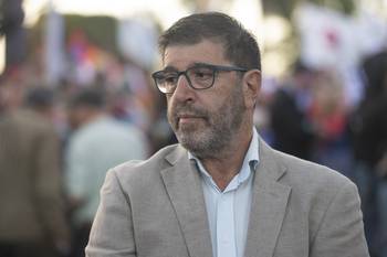 Fernando Pereira, el 1 de mayo, durante el acto. · Foto: Rodrigo Viera Amaral