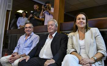 Guillermo Rodríguez, Carlos Moreira y María de Lima, en la Convención Departamental del Partido Nacional (archivo, diciembre de 2024). · Foto: Ignacio Dotti