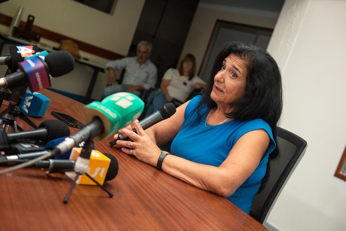 Raquel Panonne, durante la conferencia de prensa, el 9 de enero, en la sede del MPP en Montevideo. · Foto: Gianni Schiaffarino