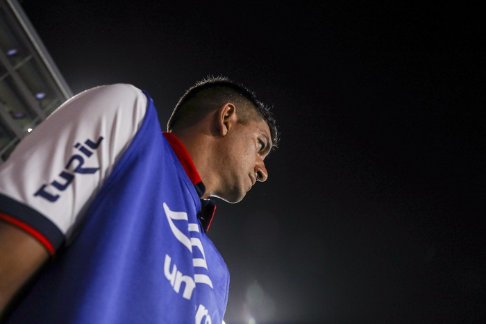 Diego Polenta, de Nacional, durante el partido del 9 de febrero ante Peñarol, en el estadio Gran Parque Central. · Foto: Rodrigo Viera Amaral