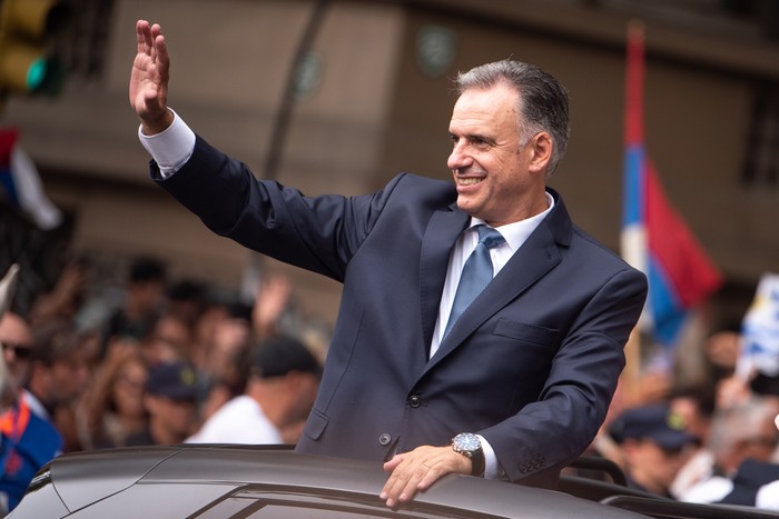 Yamandú Orsi durante la asunción presidencial, el 1° de marzo. · Foto: Gianni Schiaffarino