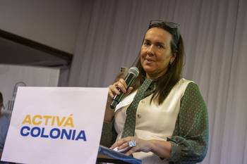 María de Lima, durante el acto en que lanzó su candidatura a la Intendencia de Colonia. · Foto: Ignacio Dotti
