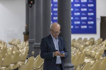 Javier García, en el Directorio del Partido Nacional (archivo, marzo de 2025). · Foto: Ernesto Ryan