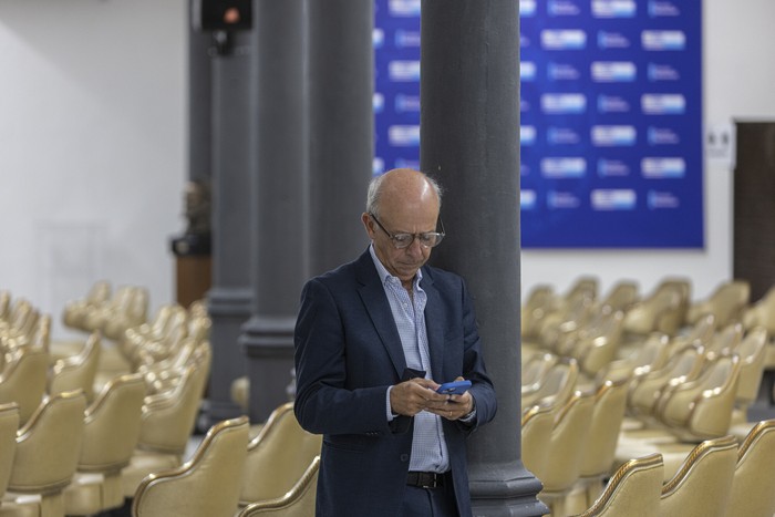 Javier García, en el Directorio del Partido Nacional (archivo, marzo de 2025). · Foto: Ernesto Ryan