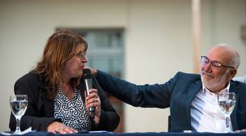 Virginia Verderese, novel directora general de UTU, y el subdirector general Wilson Netto, este martes, en la toma de posesión de las nuevas autoridades de la UTU. · Foto: Gianni Schiaffarino