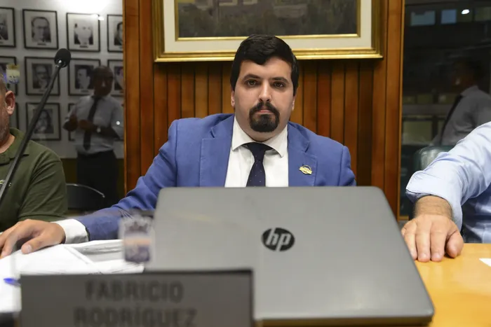 Fabricio Rodríguez en la Junta Departamental de Maldonado (archivo, marzo de 2025). · Foto: Natalia Ayala