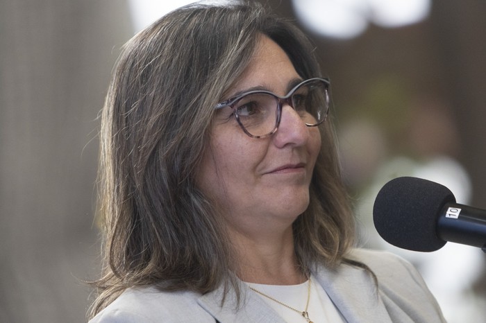 La presidenta de UTE, Andrea Cabrera. (archivo, abril de 2025) · Foto: Ernesto Ryan