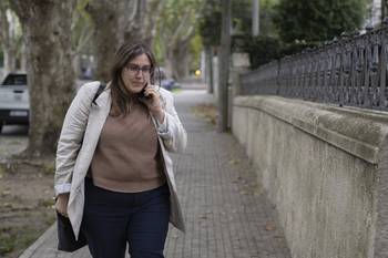 Marcela Barrios, el 4 de abril, cuando llegaba al Instituto Nacional de la Leche. · Foto: Mara Quintero