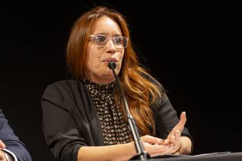 La directora nacional de Cultura, María Eugenia Vidal (archivo, abril de 2025). · Foto: Rodrigo Viera Amaral