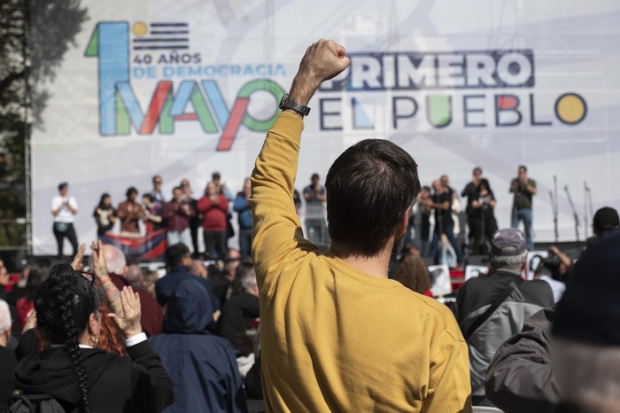 Acto por el Día Internacional de los Trabajadores, el 1° de mayo en Av. del Libertador. · Foto: Alessandro Maradei