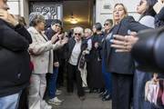Lucía Topolansky en la sede del Frente Amplio.