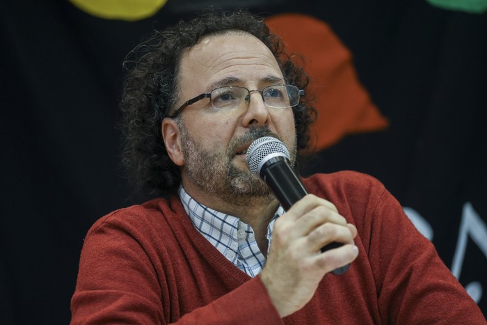 Héctor Cancela, el 27 de mayo, en la Facultad de Ciencias Sociales. · Foto: Rodrigo Viera Amaral