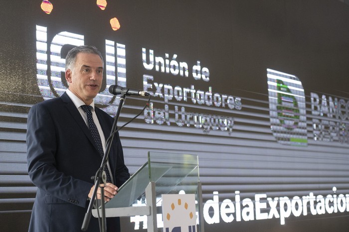 El presidente Yamandú Orsi, en el Día de la Exportación. · Foto: Alessandro Maradei