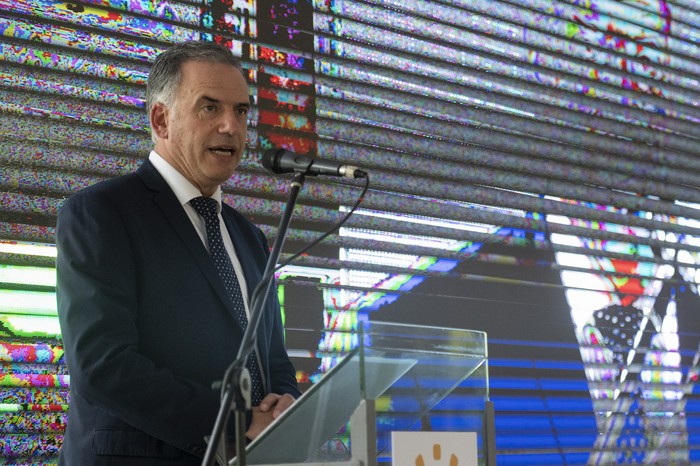 El presidente Yamandú Orsi, en el Día de la Exportación. · Foto: Alessandro Maradei