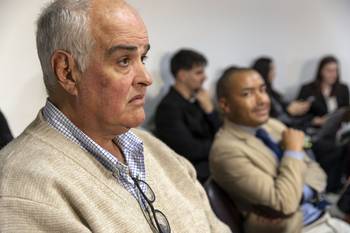 Gustavo Penadés y Sebastián Mauvezin, el 5 de junio, en una audiencia. · Foto: Rodrigo Viera Amaral