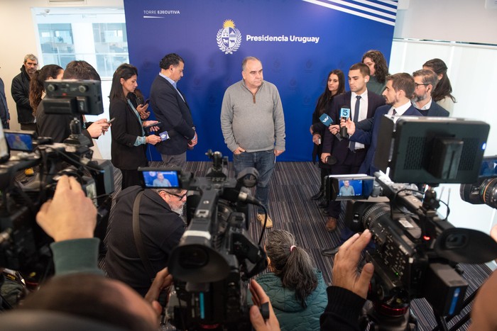 José Lorenzo López, durante la conferencia de prensa en la Torre Ejecutiva. · Foto: Gianni Schiaffarino