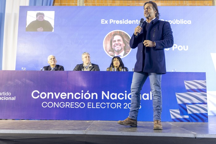 Luis Lacalle Pou en la convención del Partido Nacional, en el parque social de Cambadu. · Foto: Rodrigo Viera Amaral