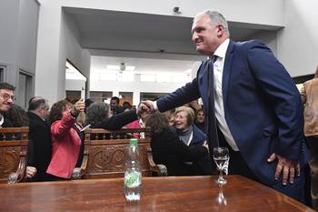 Daniel Ximénez, el 11 de julio, durante el acto de asunción como intendente de Lavalleja. · Foto: Fernando Morán