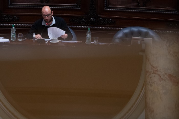 Sebastián Sabini, el 16 de julio, en la Cámara de Senadores. · Foto: Gianni Schiaffarino