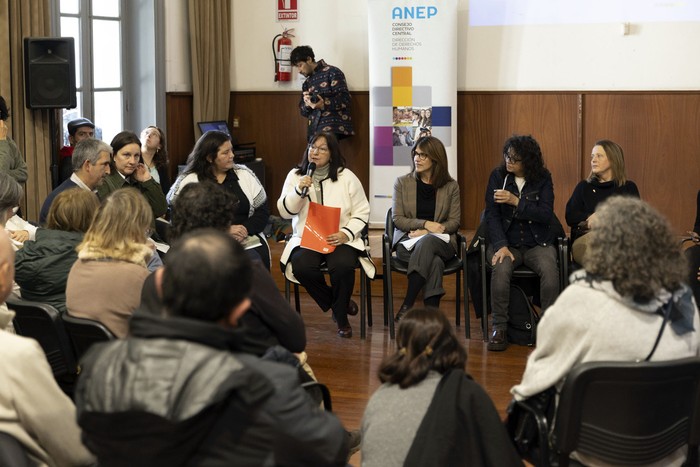 Presentación de los lineamientos de educación en Memoria y Derechos Humanos de ANEP, el 30 de julio, en el IAVA. · Foto: Ernesto Ryan