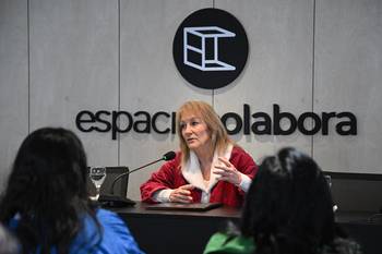 Carolina Cosse, el 8 de agosto, durante la jornada por el Día Regional de Solidaridad con Víctimas y Sobrevivientes de Violencia Sexual. · Foto: Guillermo Legaria