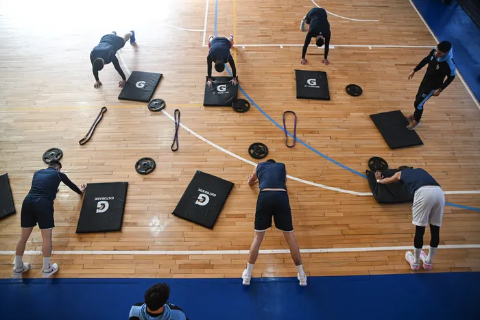 Jugadores de Uruguay, durante un entrenamiento. (archivo, agosto de 2025) · Foto: Guillermo Legaria