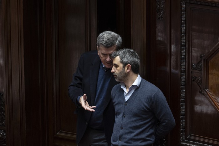 Pedro Bordaberry y Daniel Caggiani, en la Cámara de Senadores. · Foto: Ernesto Ryan