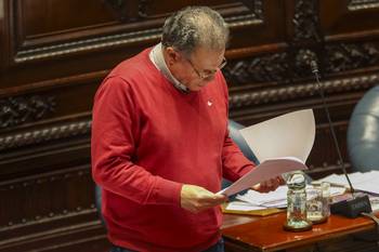 Aníbal Pereyra, el 13 de agosto, durante la interpelación en la Cámara de Senadores. · Foto: Rodrigo Viera Amaral
