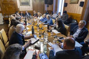 Durante la reunión, el 1° de setiembre, en el Parlamento. · Foto: Rodrigo Viera Amaral