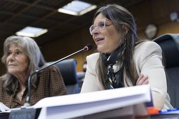Claudia Romero, el 15 de setiembre, en la Comisión de Presupuestos Integrada con Hacienda, del Senado. · Foto: Rodrigo Viera Amaral
