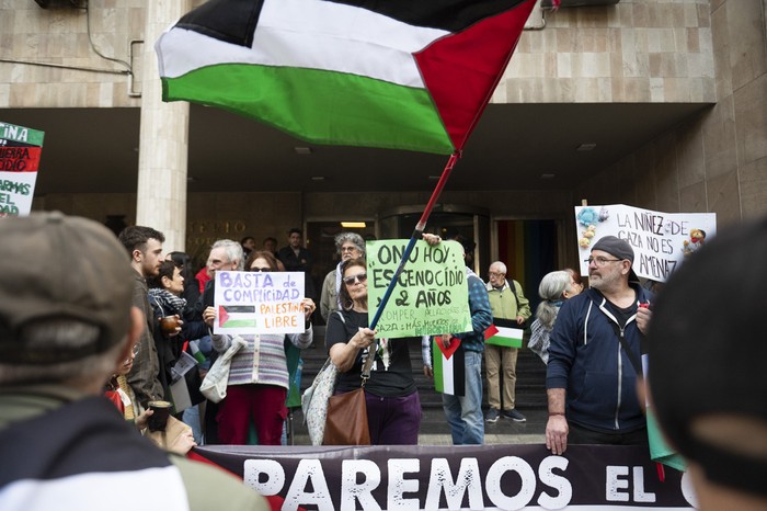 Movilización por Palestina frente a Cancillería. · Foto: Alessandro Maradei