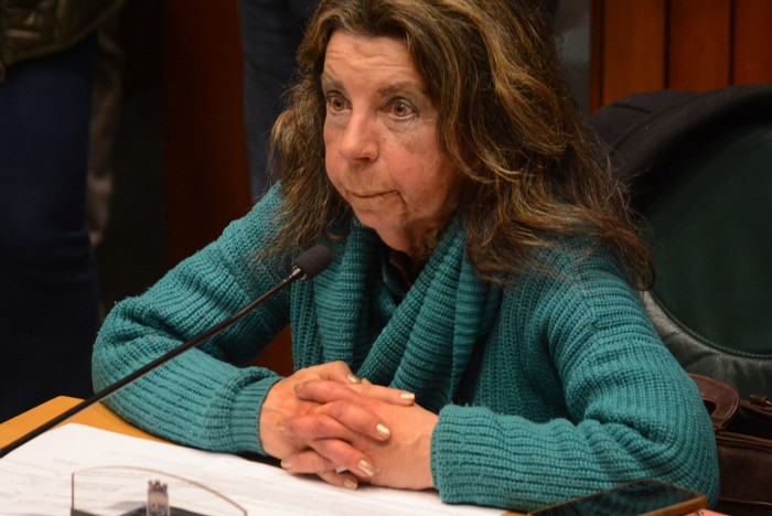 Ana Rita Colombo, el martes 23, durante la sesión de la Junta Departamental de Maldonado. · Foto: Virginia Martínez  Díaz
