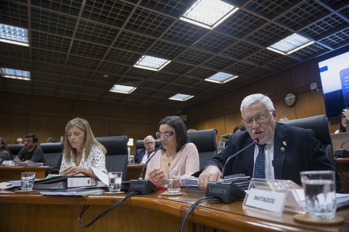 John Pérez Brignani, durante su presencia en la comisión de Presupuesto integrada con Hacienda. · Foto: Gianni Schiaffarino